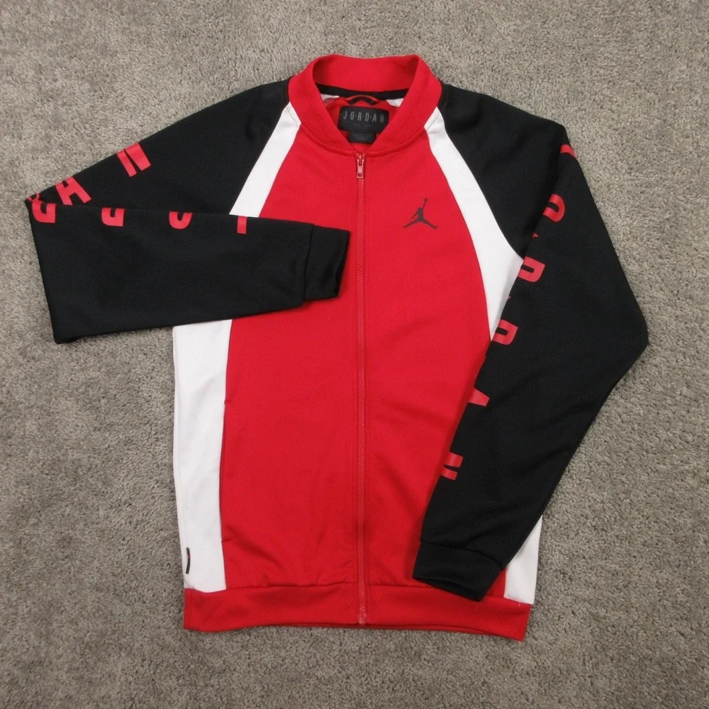 Air Jordan Track Jacket Mens Small Red Black Jump Man Logo Basketball Warm Up